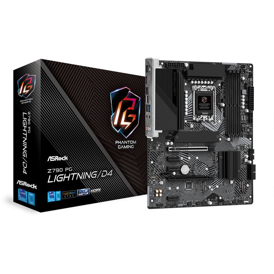 Moederbord ASRock Z790 PG Lightning/D4 LGA 1700 met doos, compatibel met Intel Core i9, i7, i5, Windows 11, LED-strips en DDR4-SDRAM