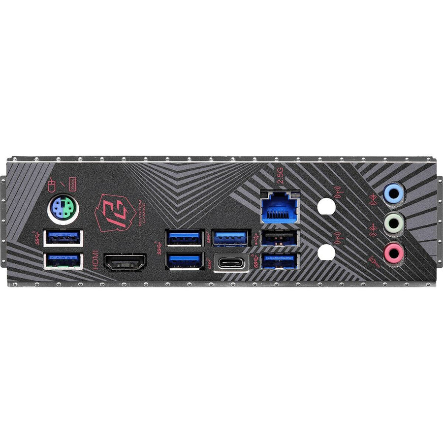 Rear panel of Moederbord ASRock Z790 PG Lightning/D4 LGA 1700 showcasing multiple USB ports, audio jacks, HDMI, and RJ45 Ethernet connection