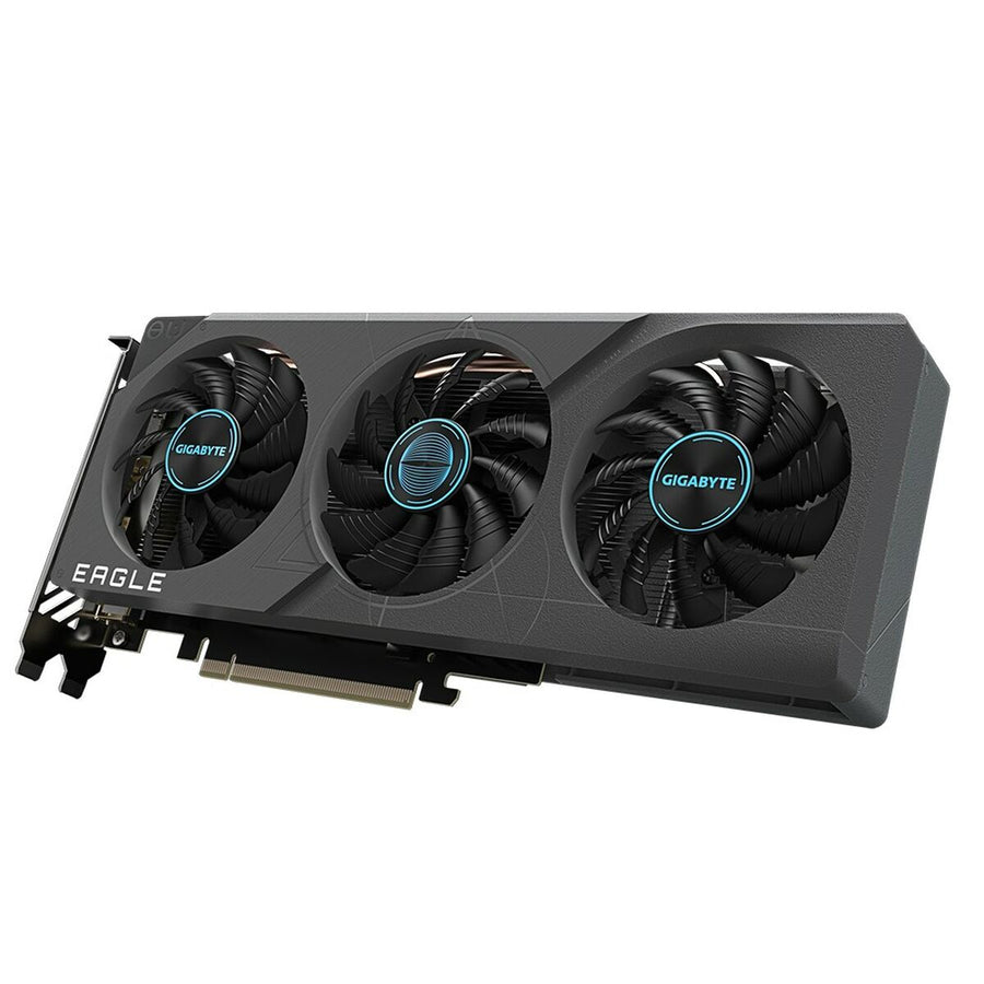 Gigabyte GV-N4060EAGLE OC-8GD GDDR6 graphics card with three fans, black design, model EAGLE.