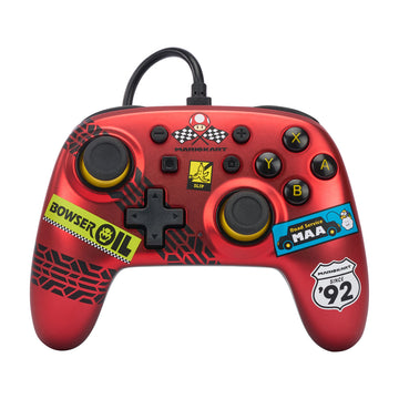 Powera NSGP0124-01 Red wired gaming controller, 2.4m USB cable, plug and play, decorated with Mario Kart themed stickers